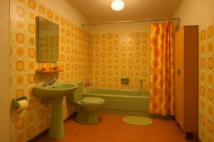 old retro 70s design bathroom