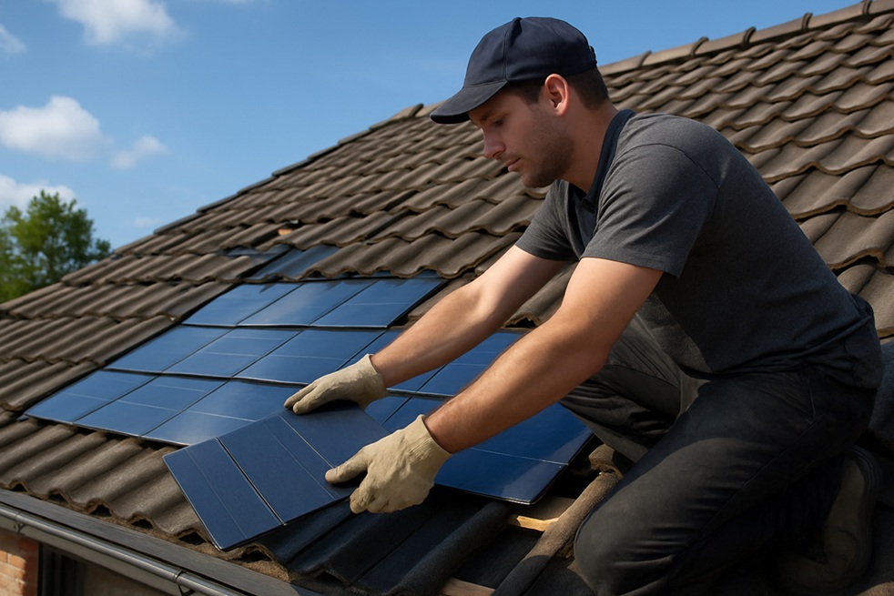 solar roof tile installation