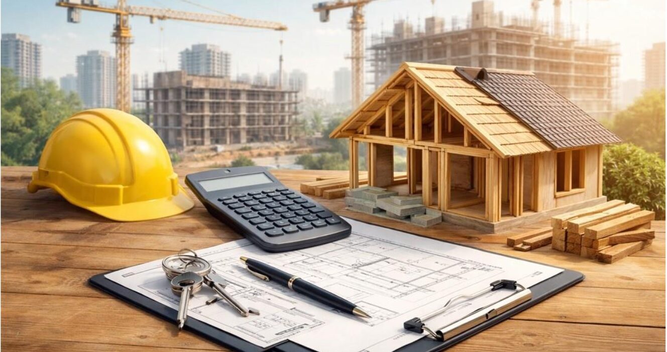 image of a construction site and loan agreement