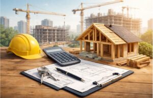 image of a construction site and loan agreement