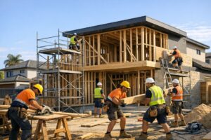 custom home being built in Perth showing structural elements