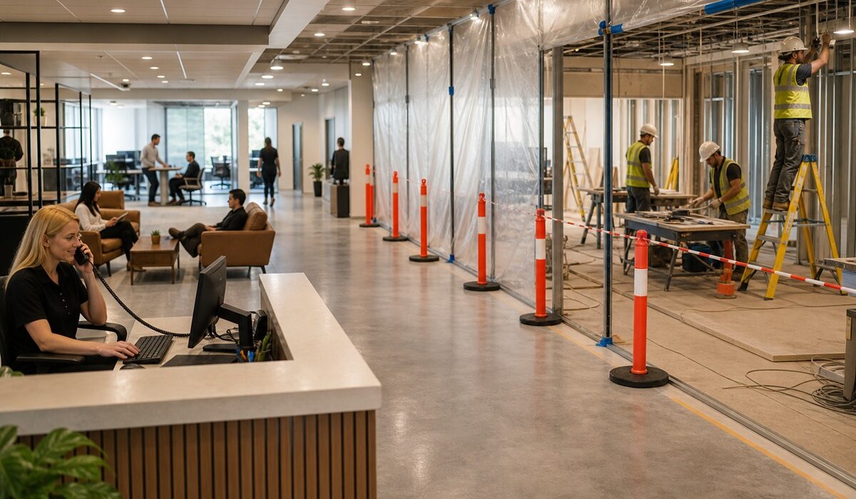 construction renovation work being done while business is operating