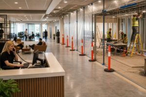 construction renovation work being done while business is operating